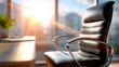 © Nasr - Empty office workspace background chair desk natural sunlight clean professional look