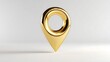 © Tanvir - Golden location pin icon, 3D render. Shiny metallic marker navigation, travel, business. Elegant map pointer for apps, websites, branding. Simple, modern design with clean white.