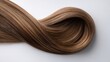 © touseef - Close-up of a single strand of straight hair intertwined with a curl on a white background, highlighting smooth texture, shine, and natural detail