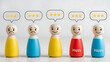 © traxx - Wooden figurines expressing different emotions with speech bubbles against a neutral background