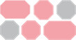© MDMUKTADIR - Collection of six stylized shapes octagons and rectangles with dashed borders in pink and grey on transparent background