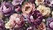 © Saifur - A beautiful vintage floral bouquet featuring an array of colorful peonies and roses