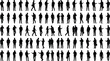 © MdAminur - Large set of business people silhouettes in various poses and actions, walking, talking and meeting, professional vector collection for corporate design use