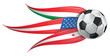 © doom.ko - Horizontal vector illustration for the 2026 World Cup, featuring the flags of Canada, Mexico, and the USA integrated with a soccer ball