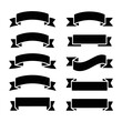 © Joanna Redesiuk - A set of black decorative banners in various shapes.