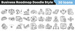 © Vectoravec - Collection of 30 hand drawn doodle style business roadmap icons representing targets strategy growth management and planning on transparent background