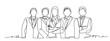 © pew - Continuous line art of business people with laptops, isolated on white background.