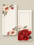Floral design cards with red and white flowers