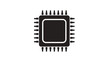 © Ric - Black microchip processor icon on white background.