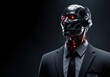 © Techwave Visuals - Advanced Android Agent in Business Suit Standing Guard in Dark Corporate Environment. AI Automation and Future Security Concept.