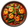 © Wong - Caruru a traditional brazilian okra and shrimp stew served in a clay pot isolated on white background