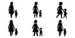 © Bhabas - mother and child walking vector art icon set. Black color  and white background