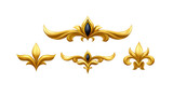 Golden ornament fleur de lis decorative vintage luxury elegant classic baroque royal flourish Golden ornament fleur de lis set featuring vintage luxury decorative elements with elegant classic