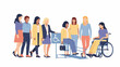 © saudara - Diverse group of people interacting with a wheelchair user in a modern setting
