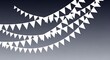 © MindRender - White triangular bunting flags strung across a gradient dark to light grey background, perfect for festive events, celebrations, and party decorations