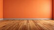 © yusran - Empty room with warm orange walls and a polished wooden floor