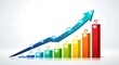 © loxia stock image - Growth Chart with Upward Arrow and Heart Icons Representing Social Media Engagement.