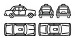 ©  MVectors - Taxi icon set featuring car views. Perfect for transportation or design illustrations.