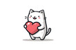© Eko - Cute cat holding heart valentine illustration