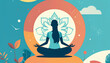 © Devano - Silhouette of a woman in lotus pose, amidst vibrant abstract floral and nature inspired elements