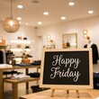 © ayu - Happy Friday Sign in Modern Boutique Interior