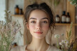 © Tetiana - Generative AI Young Woman Closeup with Ecological Cosmetology Products Using Skincare Concept