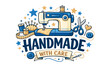 © 4zevar - Sewing machine design with 'handmade with care' text and craft elements