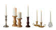 © yendisupiandi - elegant collection of lit candles on ornate candle holders isolated on transparent background