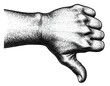 © Innovative Shots - Thumb down sign negative feedback disapproval gesture hand symbol rejection rating bad review isolated on white background