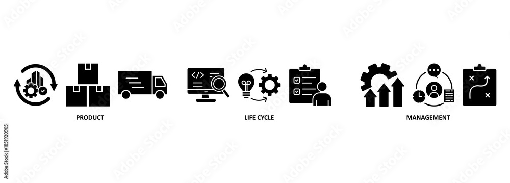 PLM banner web icon vector illustration concept for product lifecycle ...