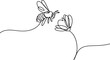 © Hossen - Continuous one line drawing of flaying bee and flower.one line  vector illustration  with out background