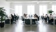 © Максим Новосветлов - Corporate lifestyle, bright modern office, blurred background, employees working, daytime