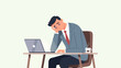 © vectorlion_ - Businessman Feeling Exhausted While Working Late at His Desk with Laptop and Coffee
