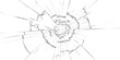 © md - Shattered glass effect with a radiating crack pattern on a plain white background