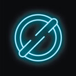 © ylivdesign - Blue neon sign is glowing on a black wall, representing a crossed out plate, perfect for restaurant communication
