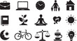 © MdBiplob - Set of fifteen black life balance icons