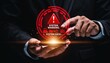 © Akshatha - Warning about system hack with person using phone in dark setting showing alert on screen