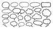 © Joele - Collection of hand-drawn speech bubbles and thought clouds in various shapes and sizes.