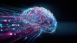 © Sergey - Close up of a futuristic human brain composed of luminous data nodes and circuits, sudden digital energy explosion spreading outward like