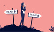 © Nasima - Businesswoman planning - Trying to choose plan A or plan B. Business choosing and decision concept. Vector illustration