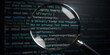 © Tanakorn - Magnifying glass reviewing software code for ai ethics and regulation. serious inspection of an algorithm highlights privacy security integrity and digital transparency