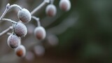 霜に覆われた木の実のマクロ表現