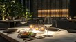 © Alyx - Elegant fine dining table with candles and gourmet food setting