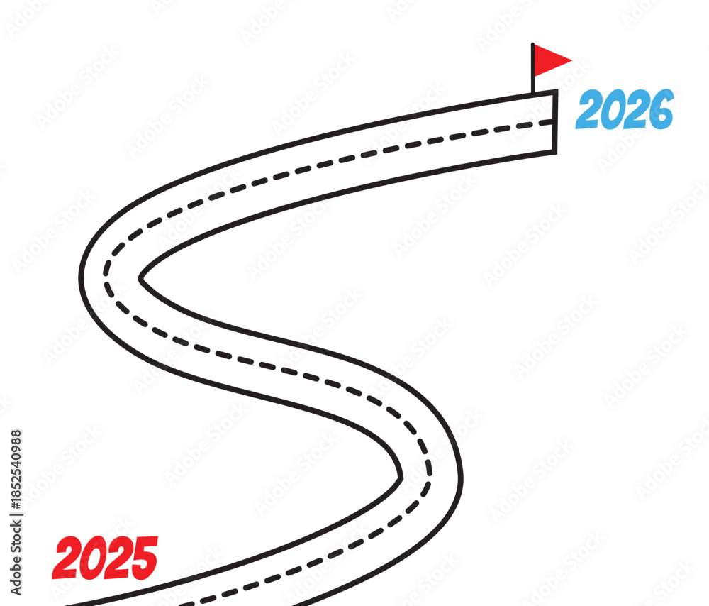 Vektor A winding roadmap with a timeline from 2025 to 2026 with ...