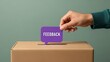 © Mujhid_Muneer - Submitting anonymous feedback via ballot box, customer review collection, employee opinion survey, suggestion box mechanism concept