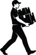 © Selina - Professional Delivery Man or Courier Carrying Stack of Cardboard Boxes, Representing Efficient Logistics, E-commerce Shipping, and Fast Order Fulfillment Service.