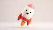 © Nurul - Cute cartoon rocket ship takes flight with a smile against a soft pink backdrop