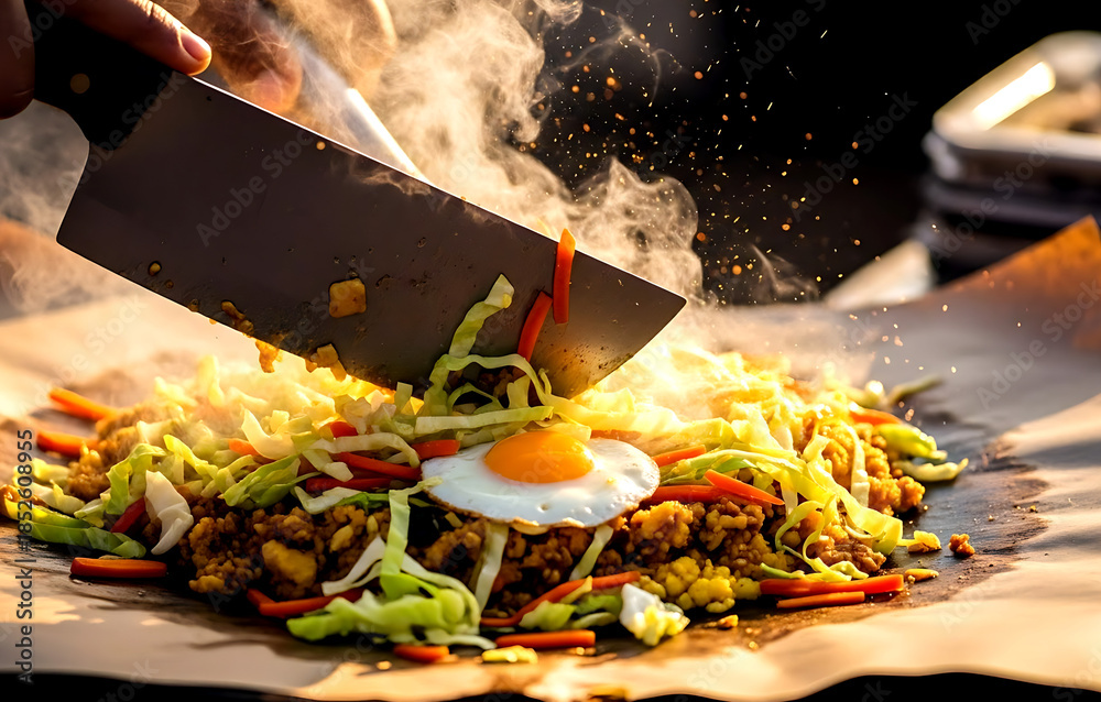 Colourful Roti Vibrant and colorful street food style of Sri Lankan kottu roti, a ...