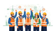 © relita - Diverse construction workers celebrating success together on a project site.