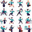 © Siasart Stock - Pixel Art Business Women Set Teal Blue Suits with Briefcases